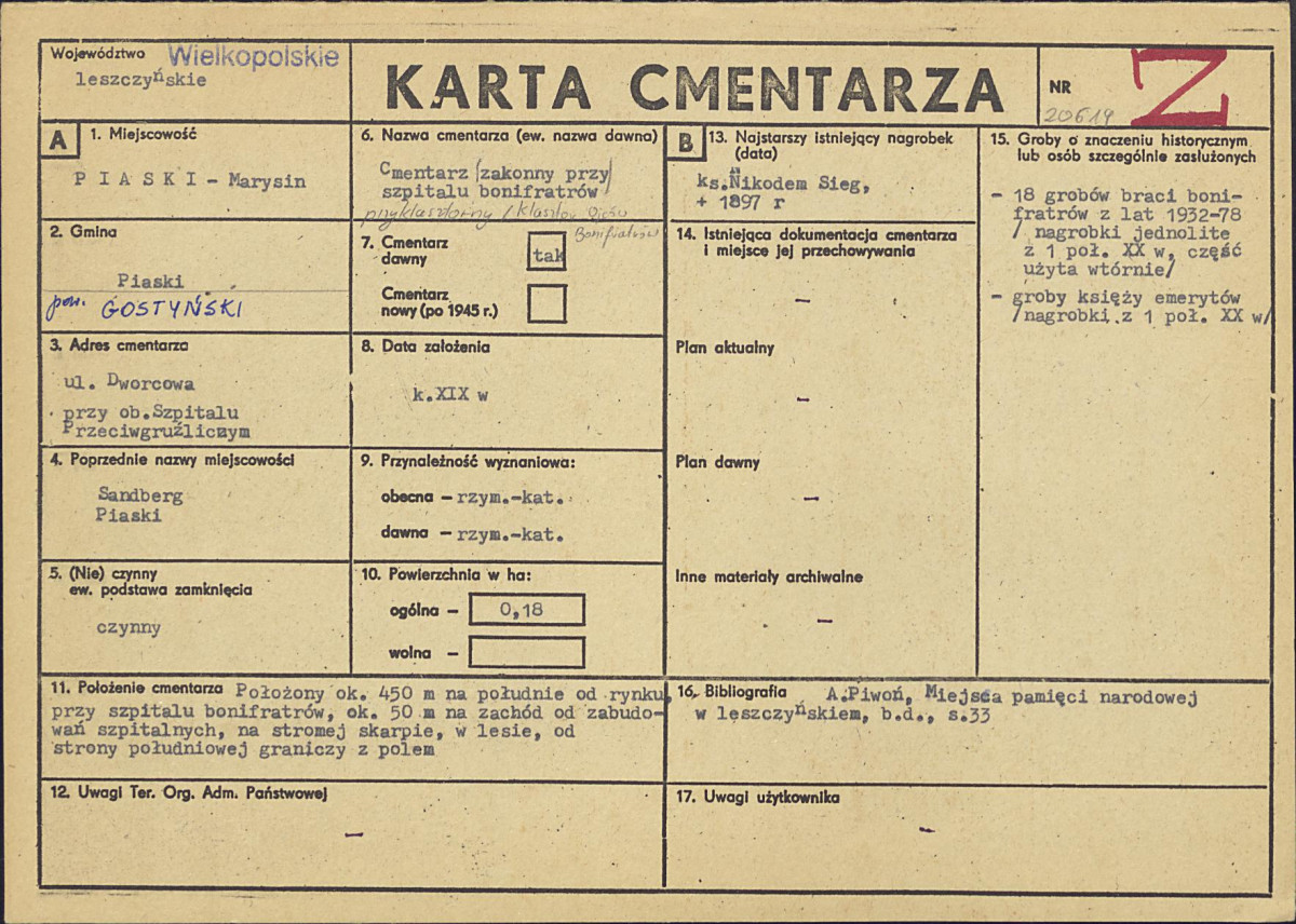 KC - Karta cmentarza, skan nr 1