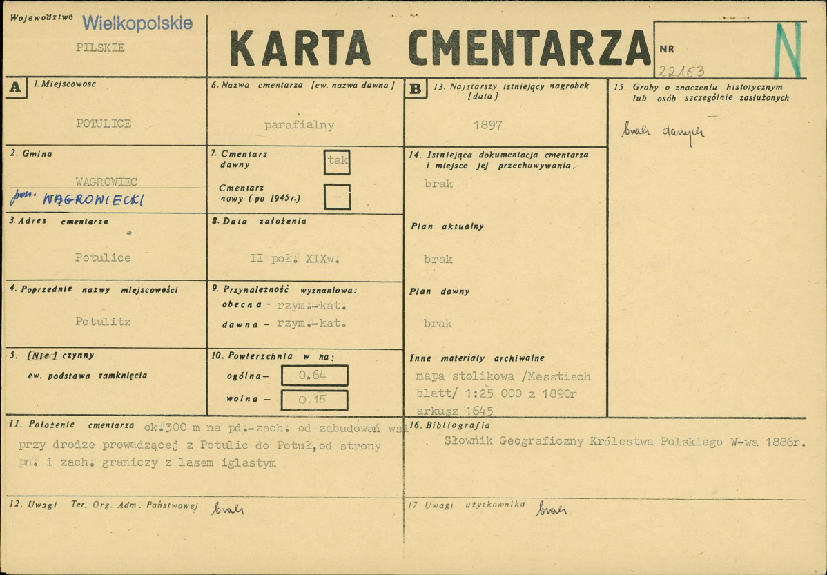 KC - Karta cmentarza, skan nr 1