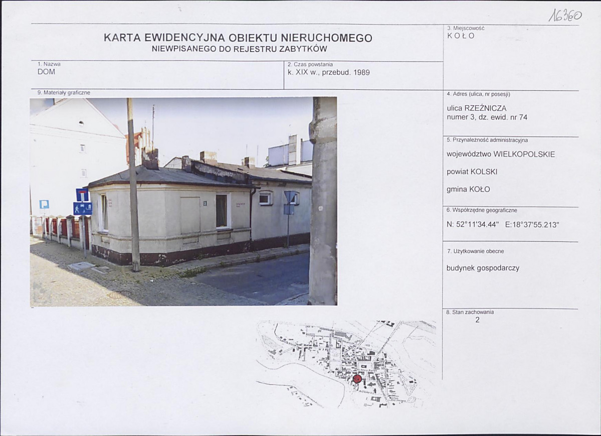 Karta obiektu niewpisanego do rejestru, skan nr 1