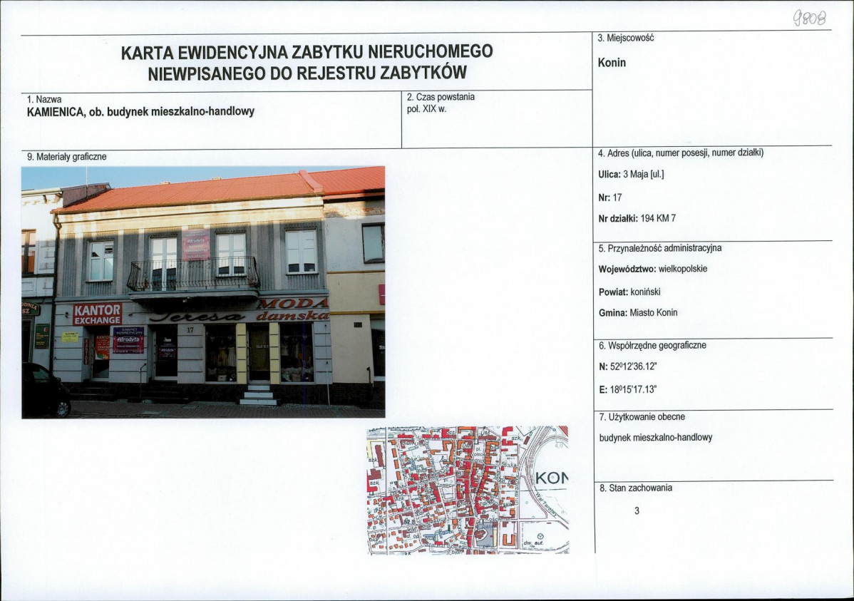 Karta obiektu niewpisanego do rejestru, skan nr 1