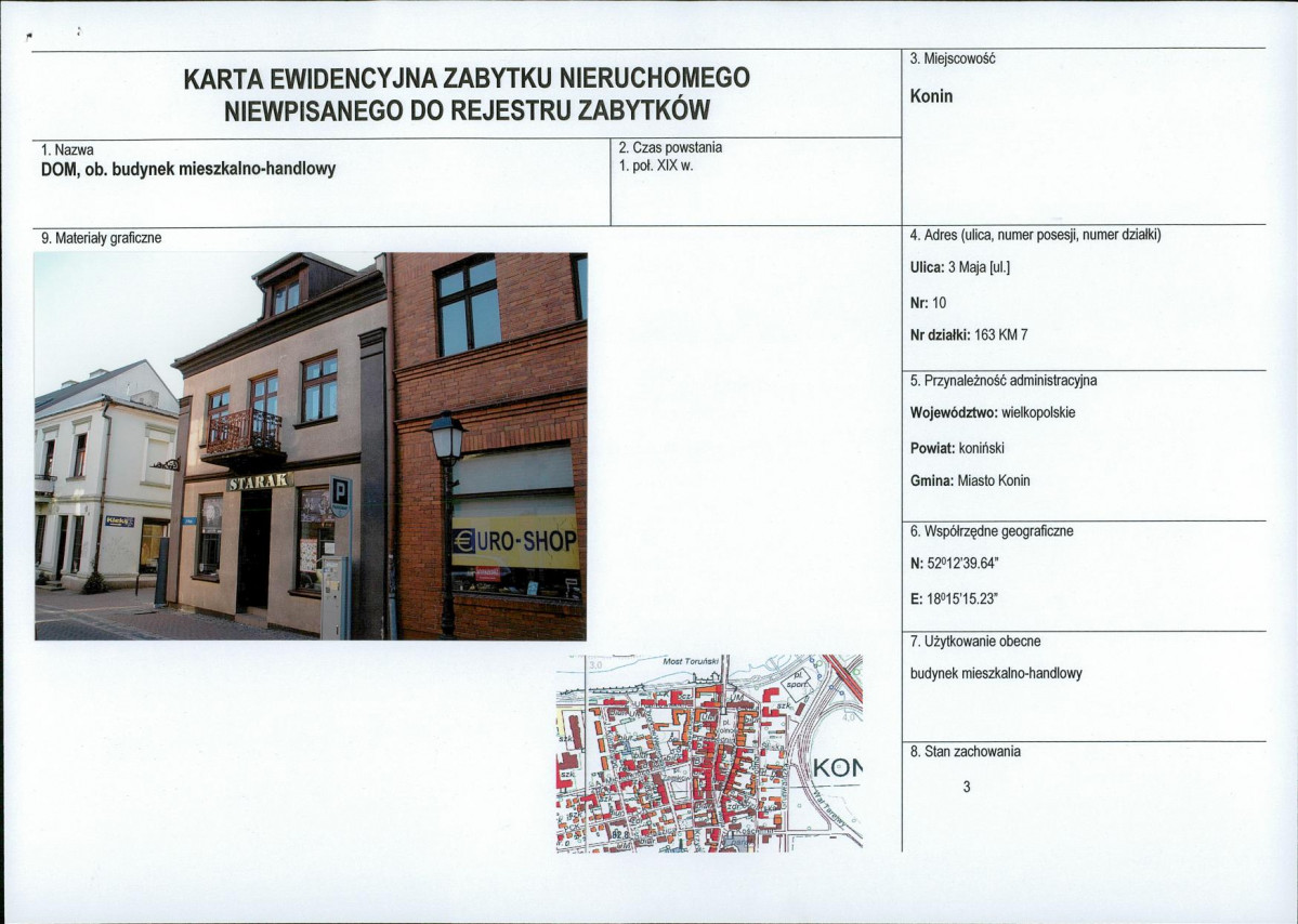 Karta obiektu niewpisanego do rejestru, skan nr 1
