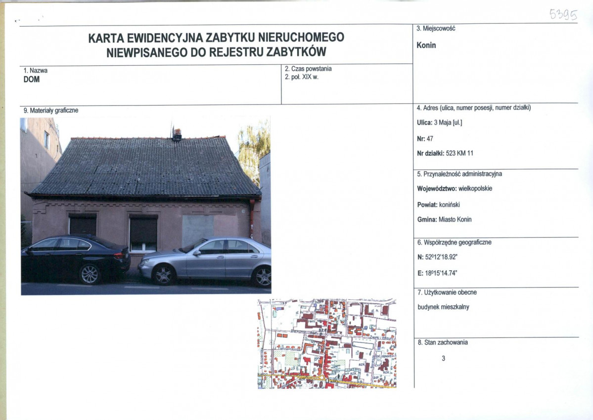 Karta obiektu niewpisanego do rejestru, skan nr 1