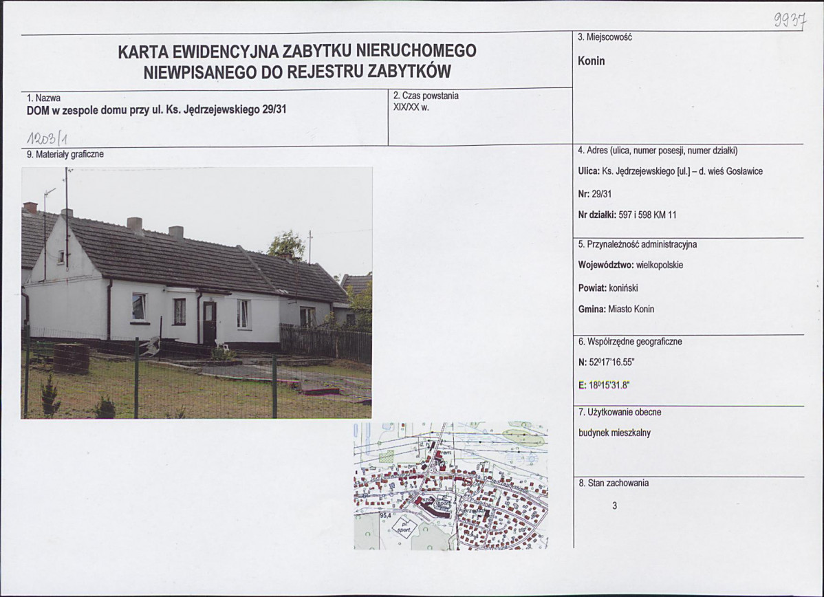Karta obiektu niewpisanego do rejestru, skan nr 1