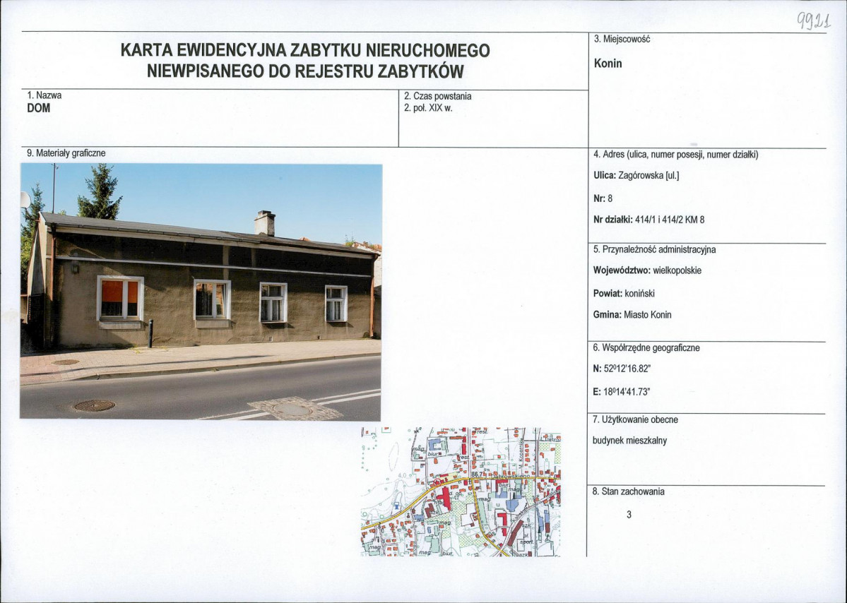 Karta obiektu niewpisanego do rejestru, skan nr 1