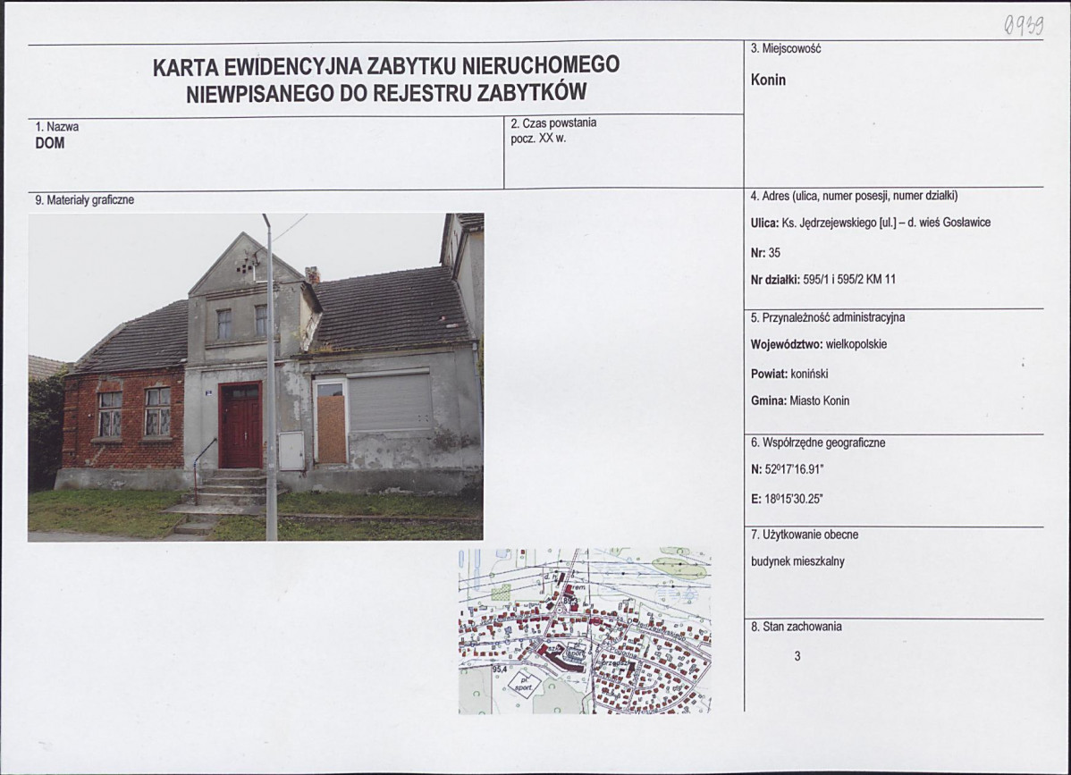 Karta obiektu niewpisanego do rejestru, skan nr 1