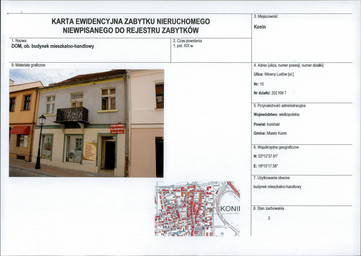 Karta obiektu niewpisanego do rejestru, skan nr 1