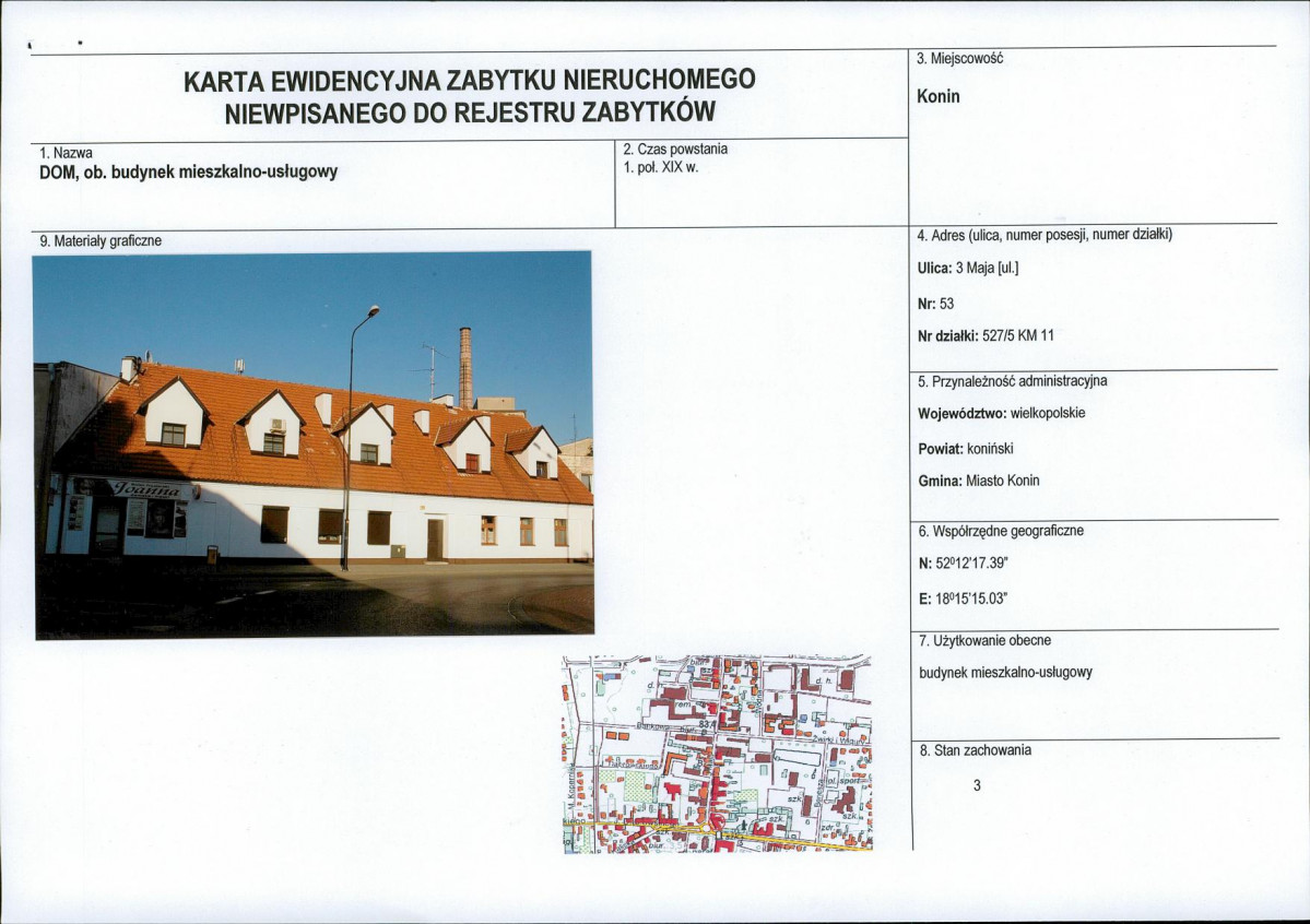 Karta obiektu niewpisanego do rejestru, skan nr 1