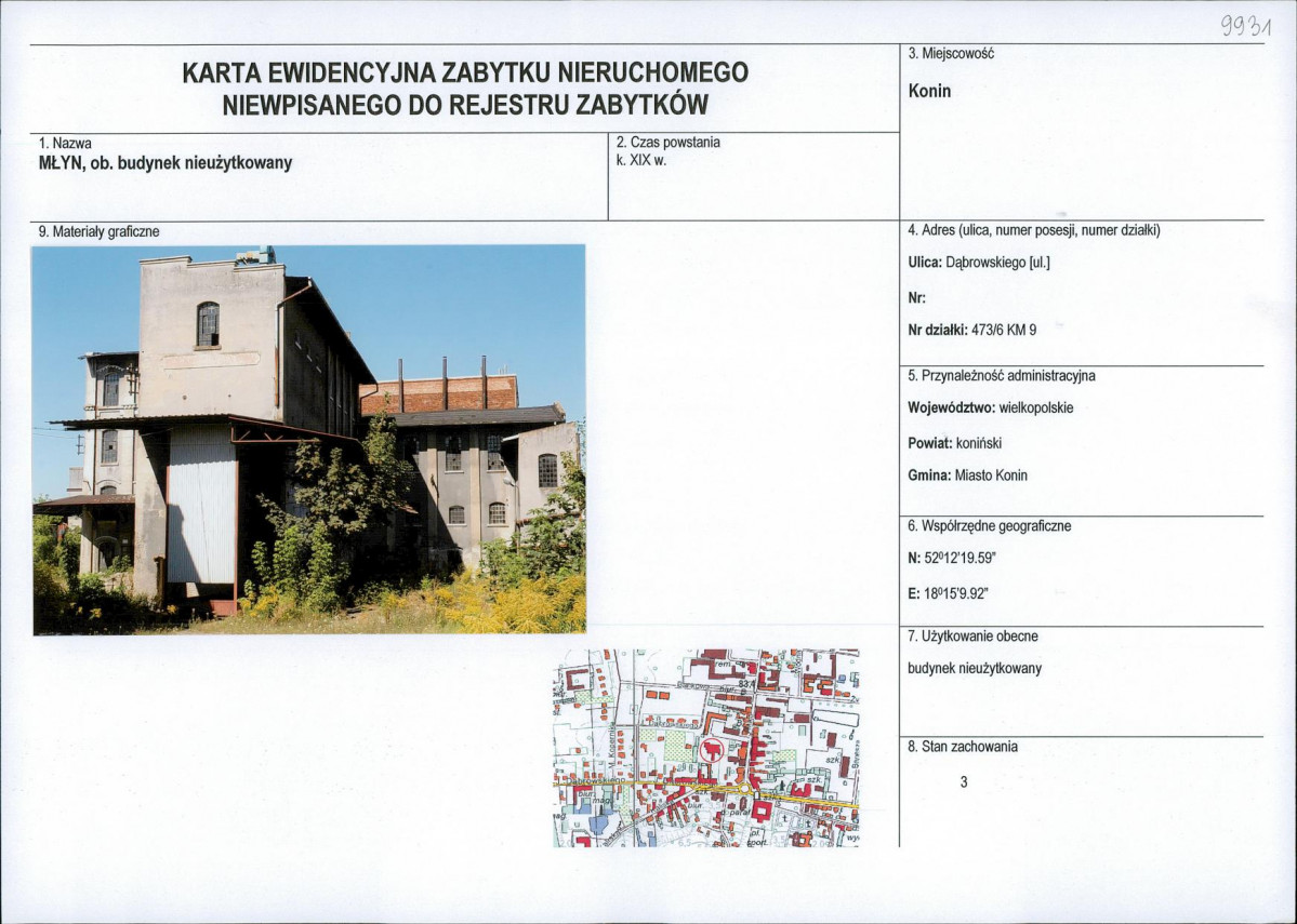 Karta obiektu niewpisanego do rejestru, skan nr 1