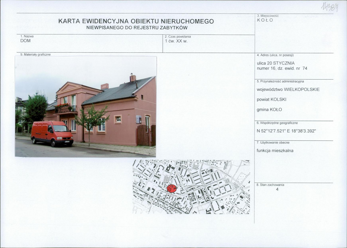 Karta obiektu niewpisanego do rejestru, skan nr 1