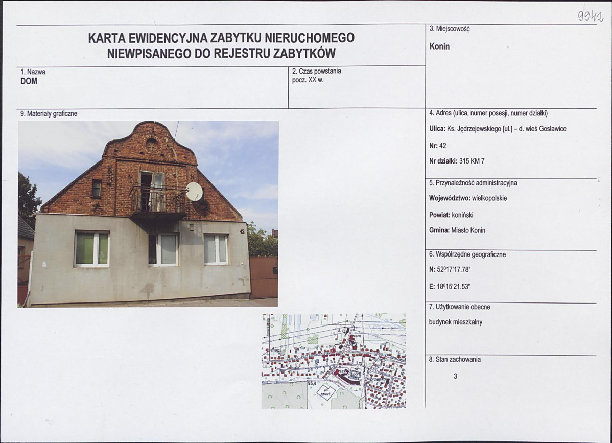Karta obiektu niewpisanego do rejestru, skan nr 1