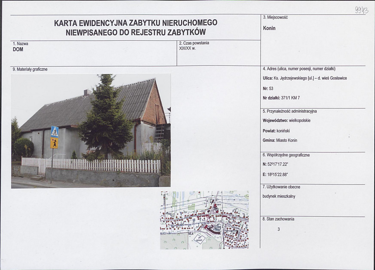 Karta obiektu niewpisanego do rejestru, skan nr 1