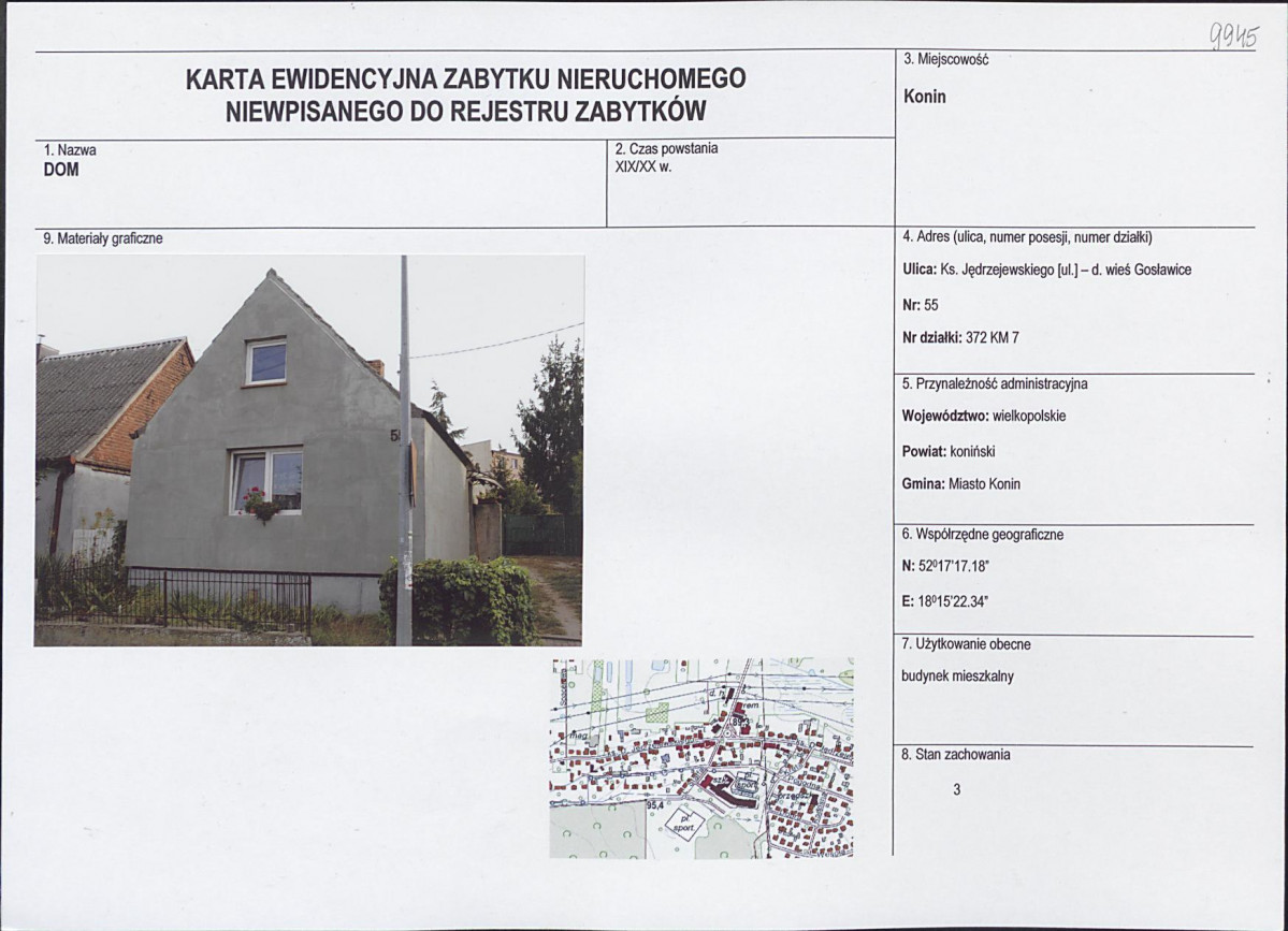 Karta obiektu niewpisanego do rejestru, skan nr 1