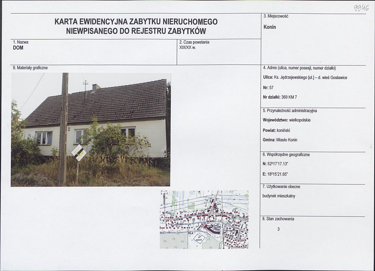 Karta obiektu niewpisanego do rejestru, skan nr 1