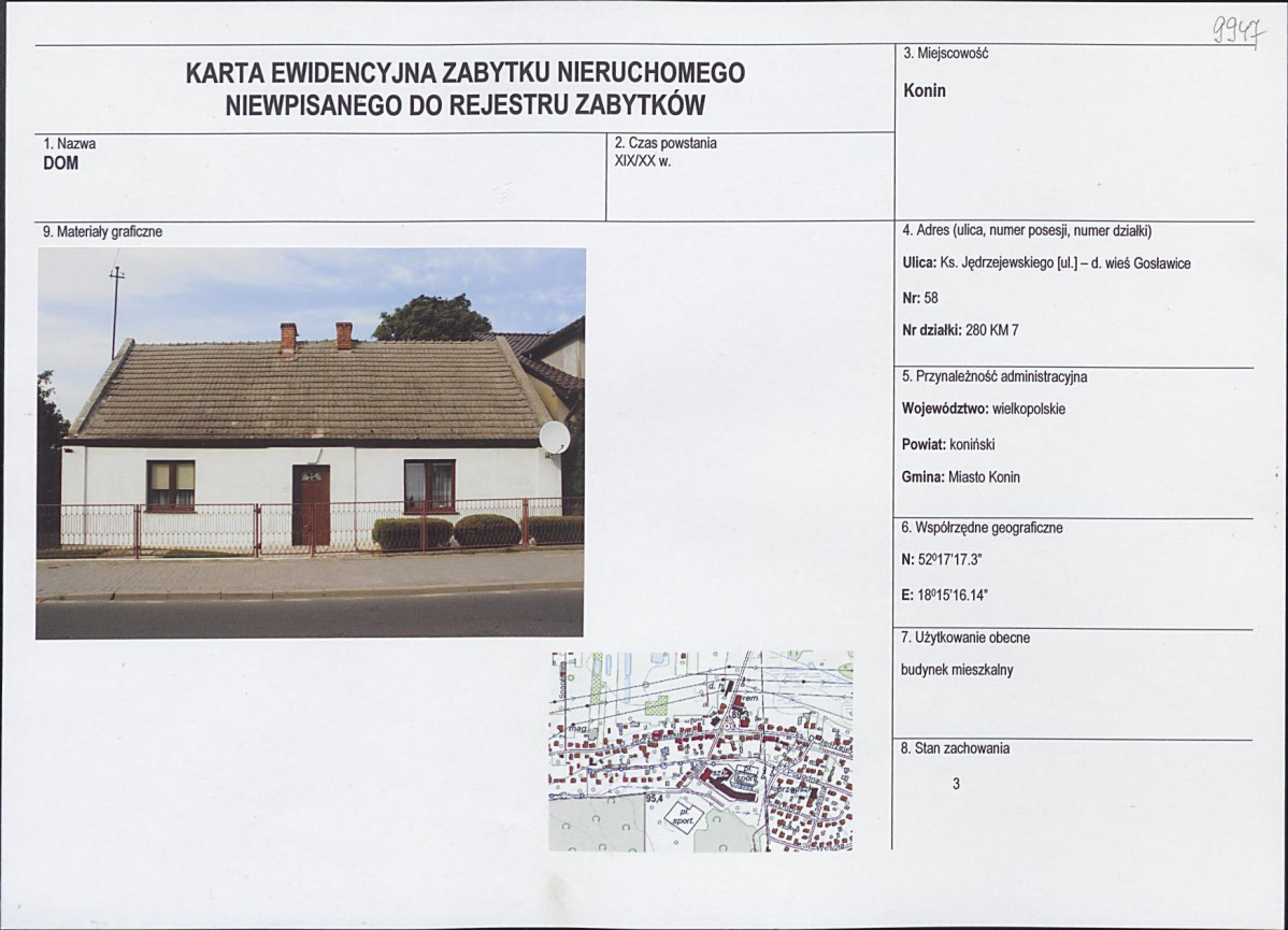 Karta obiektu niewpisanego do rejestru, skan nr 1