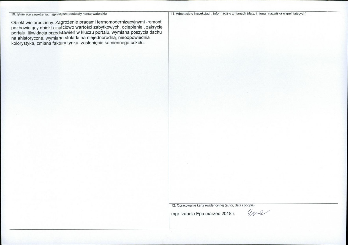Karta obiektu niewpisanego do rejestru, skan nr 2