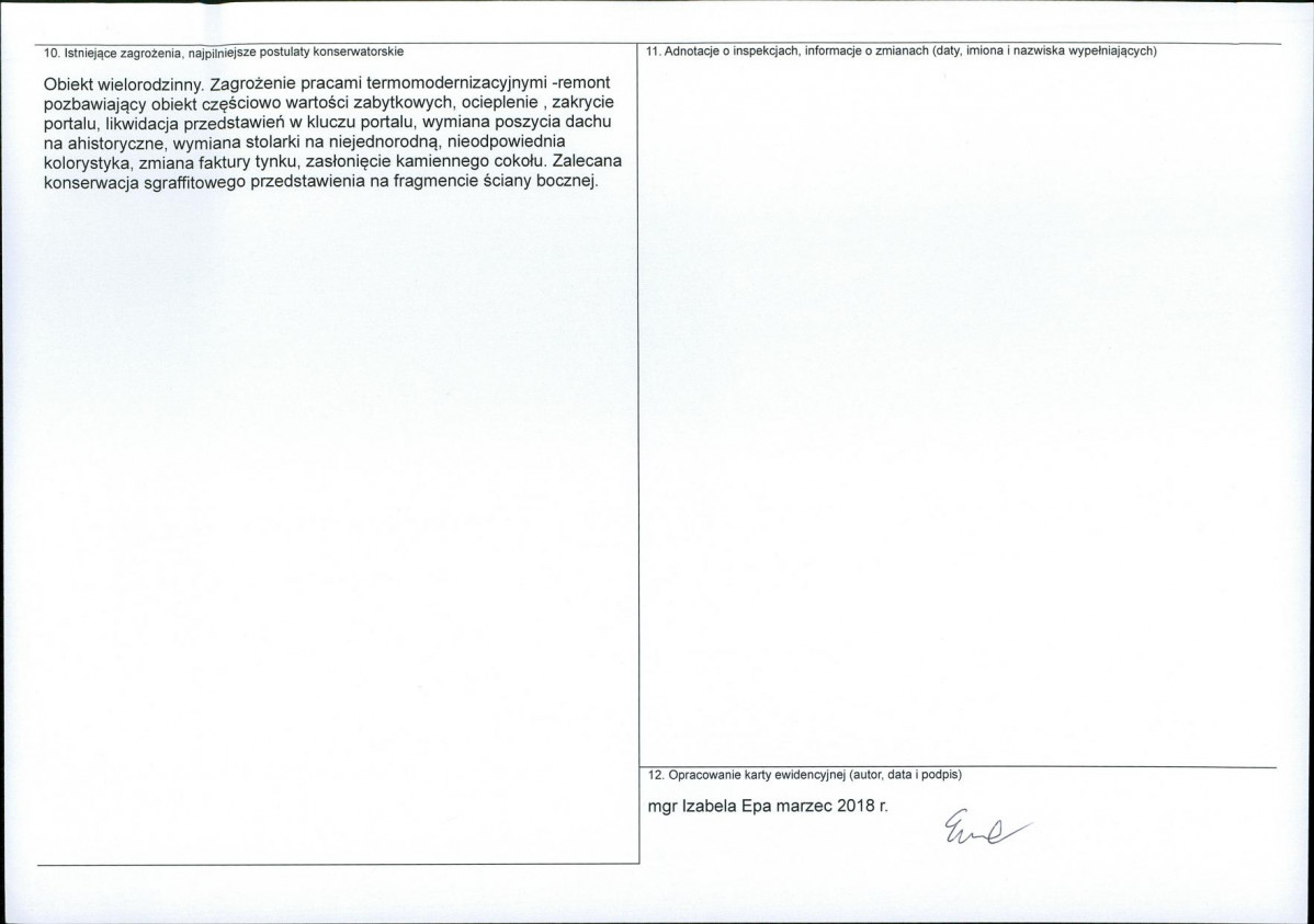 Karta obiektu niewpisanego do rejestru, skan nr 2