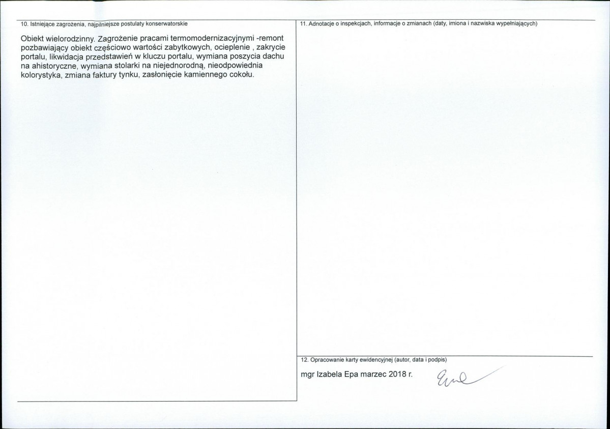 Karta obiektu niewpisanego do rejestru, skan nr 2
