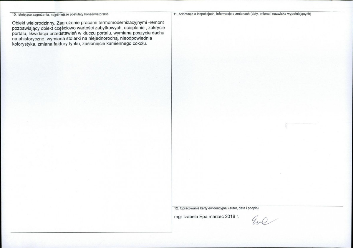 Karta obiektu niewpisanego do rejestru, skan nr 2