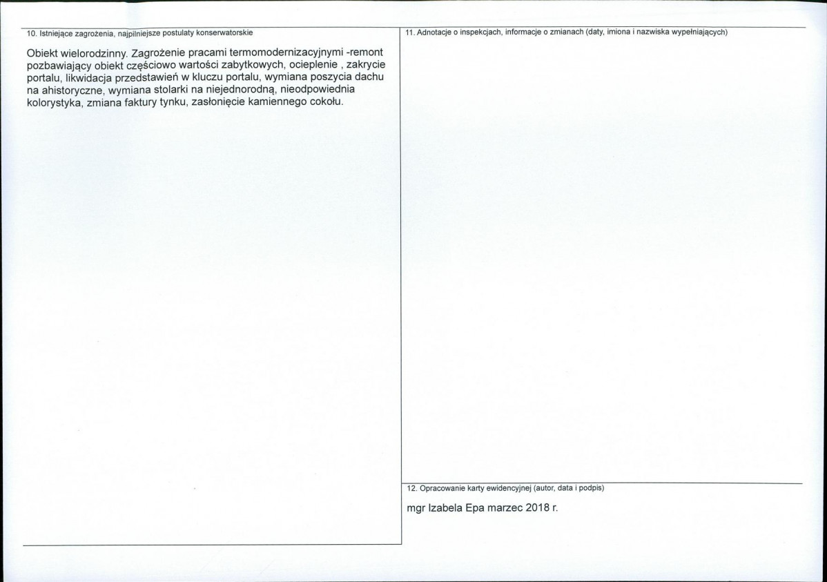 Karta obiektu niewpisanego do rejestru, skan nr 2