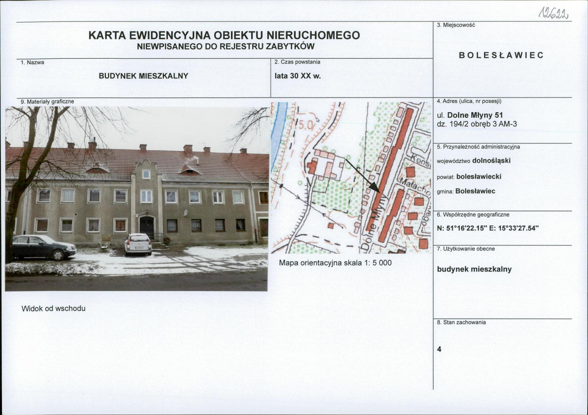 Karta obiektu niewpisanego do rejestru, skan nr 1
