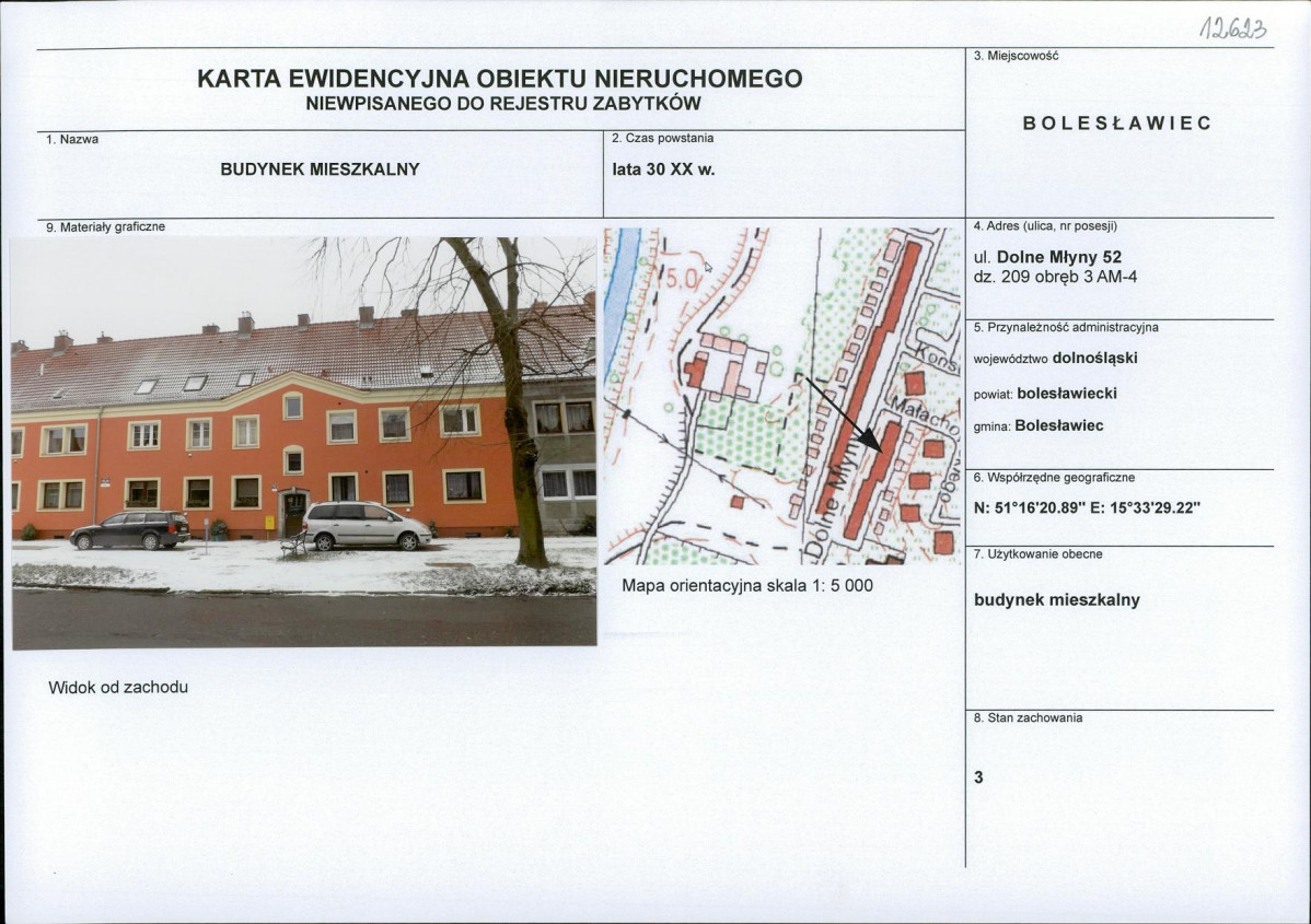 Karta obiektu niewpisanego do rejestru, skan nr 1
