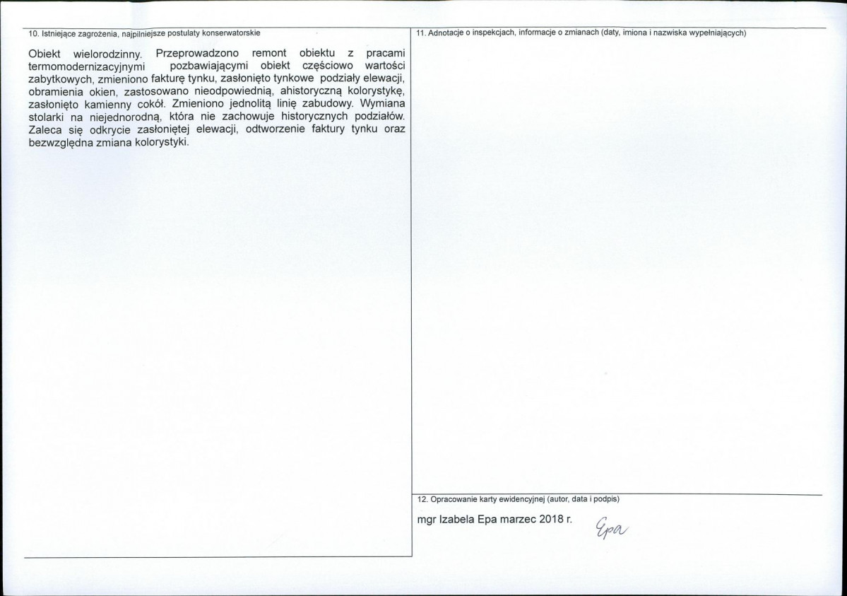 Karta obiektu niewpisanego do rejestru, skan nr 2