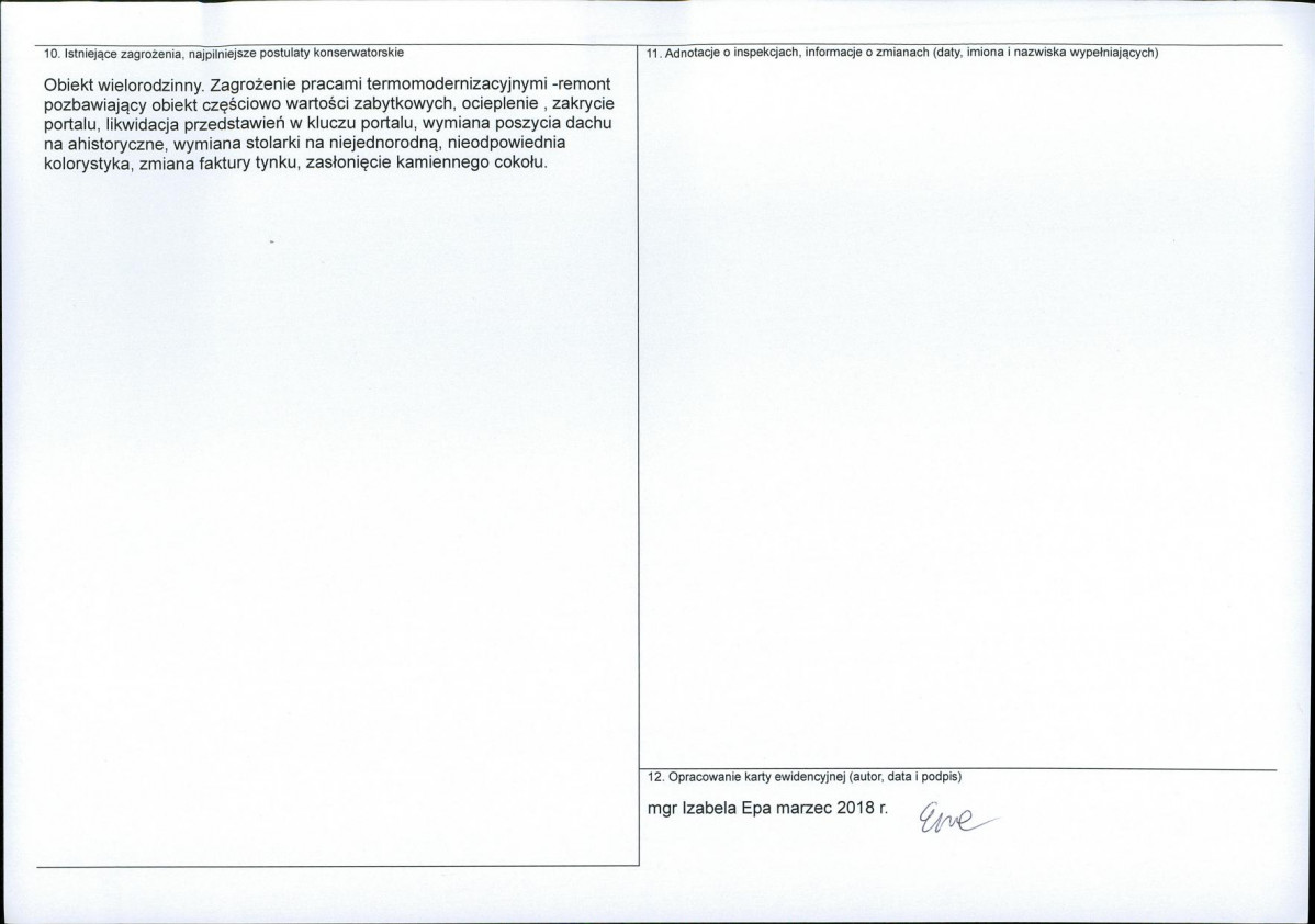 Karta obiektu niewpisanego do rejestru, skan nr 2