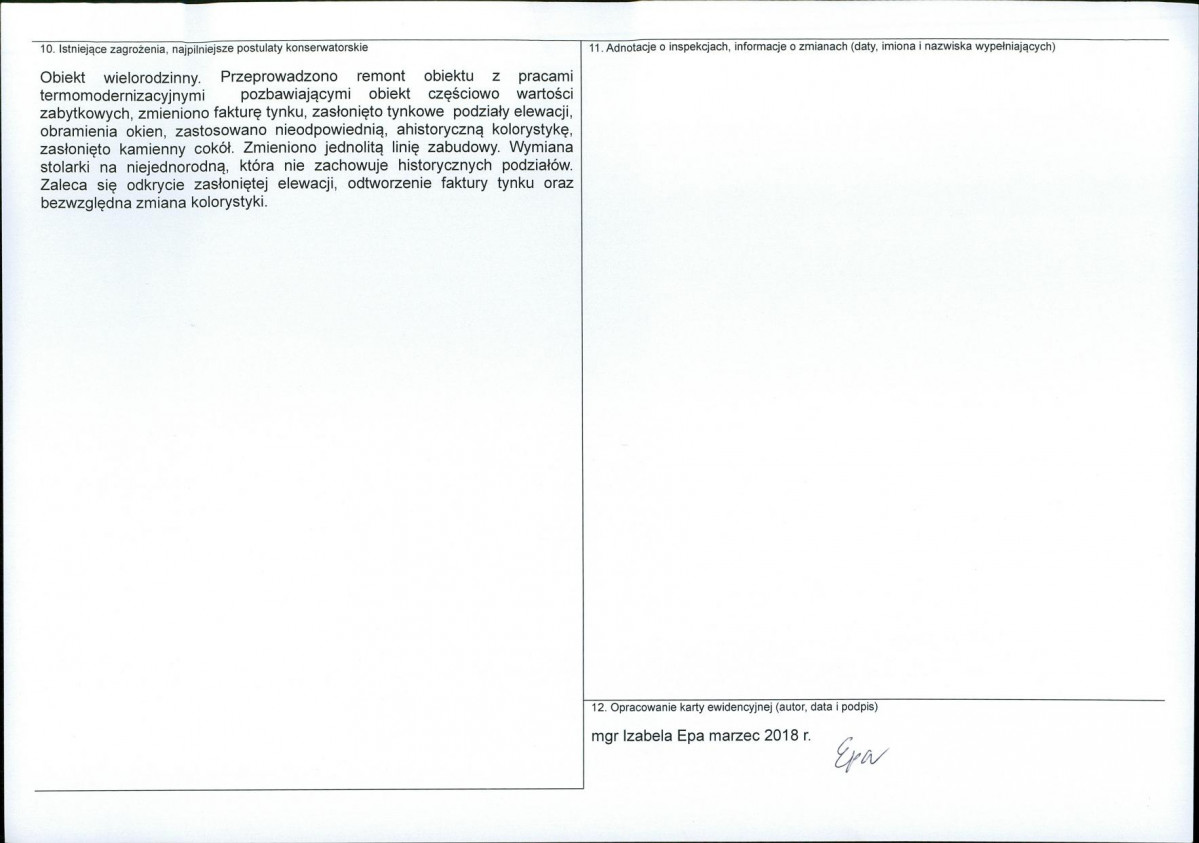Karta obiektu niewpisanego do rejestru, skan nr 2