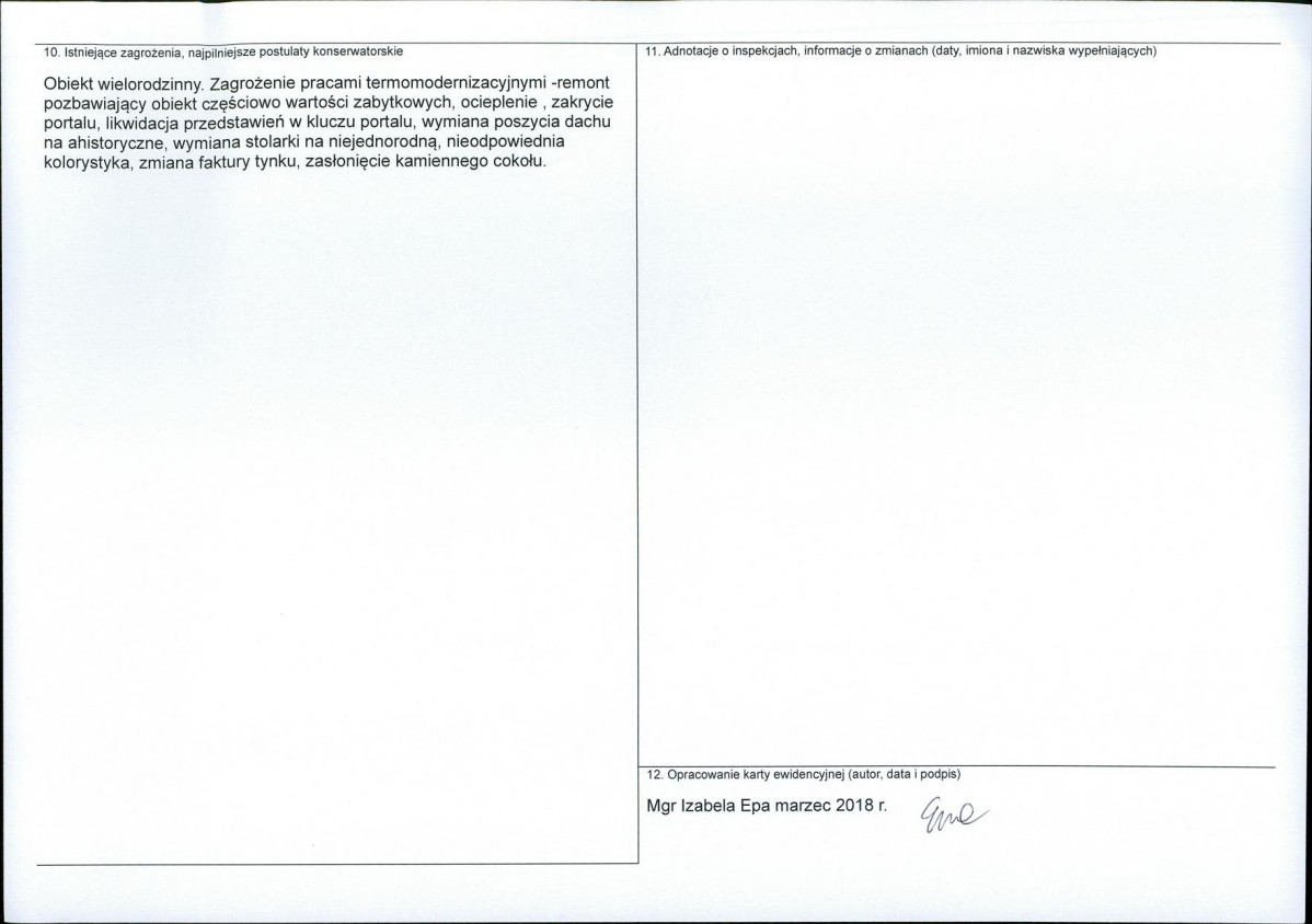 Karta obiektu niewpisanego do rejestru, skan nr 2