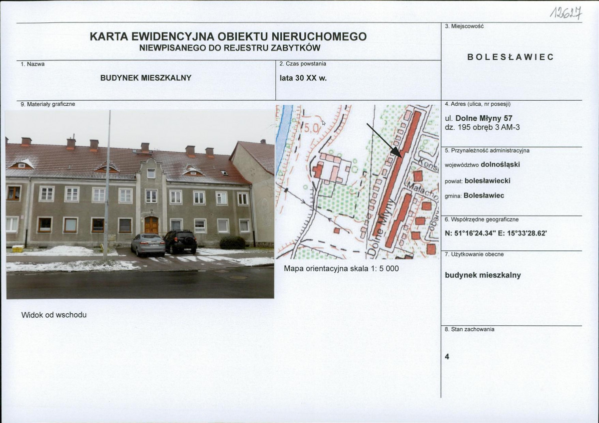Karta obiektu niewpisanego do rejestru, skan nr 1