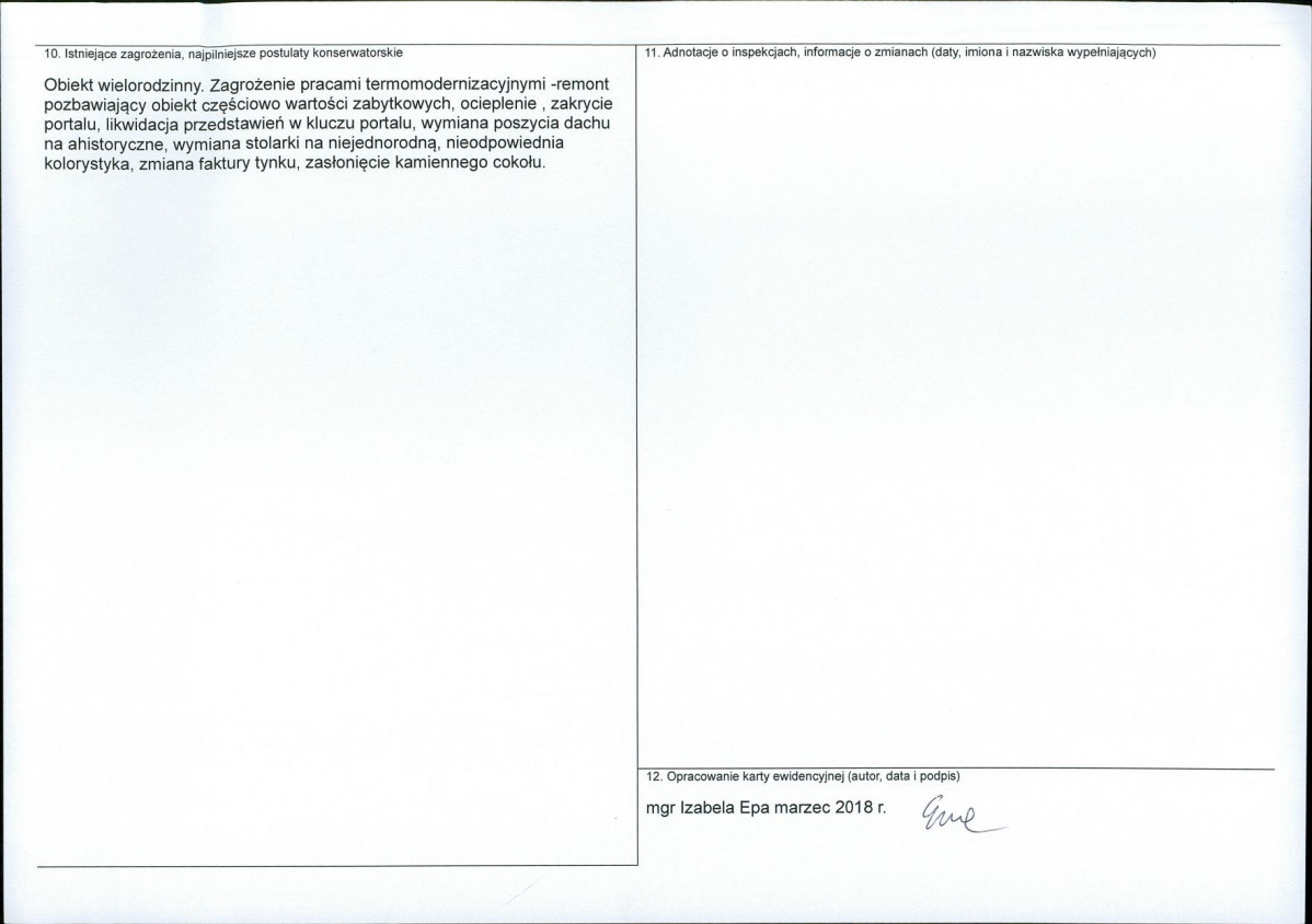 Karta obiektu niewpisanego do rejestru, skan nr 2