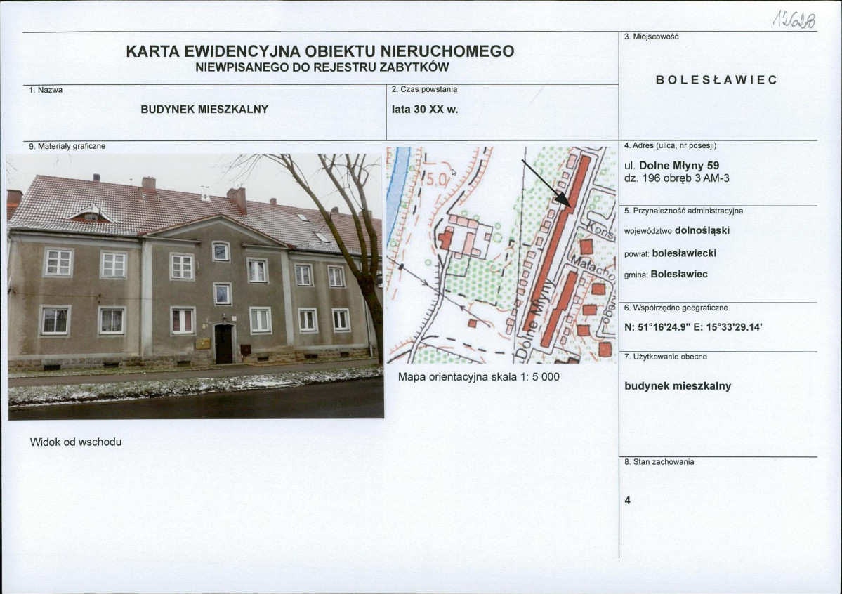 Karta obiektu niewpisanego do rejestru, skan nr 1
