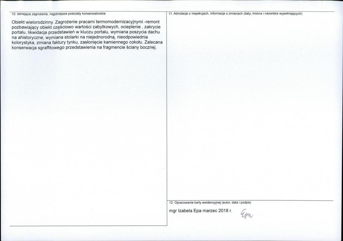Karta obiektu niewpisanego do rejestru, skan nr 2