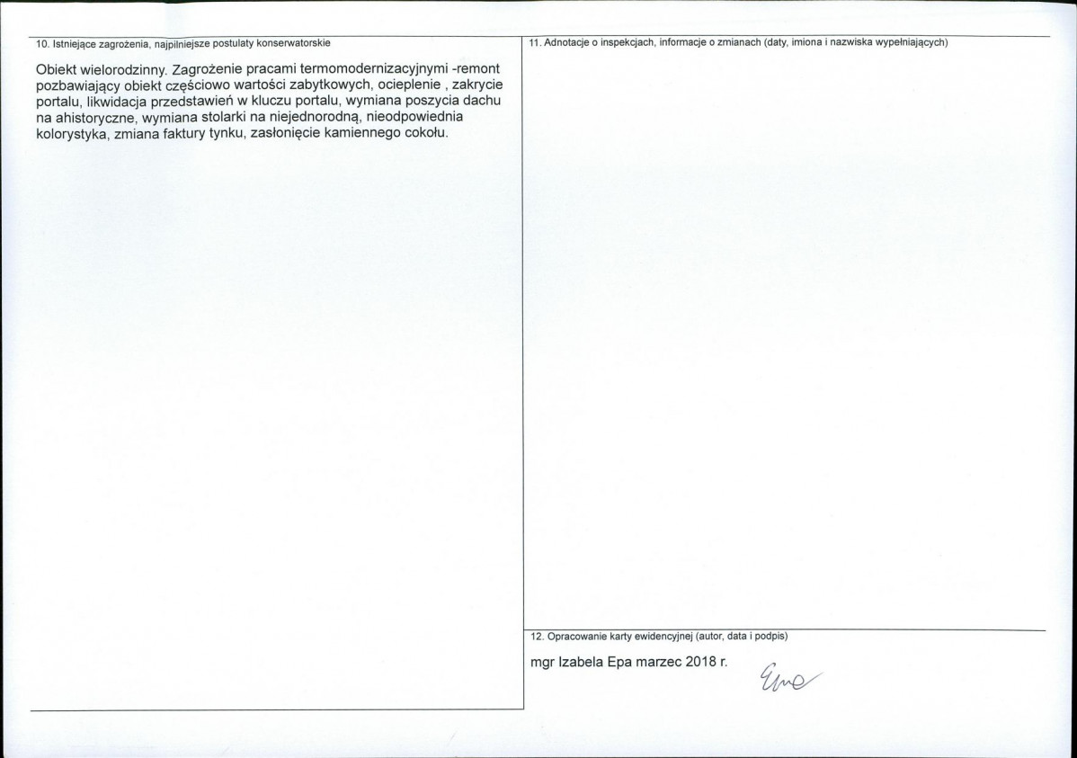 Karta obiektu niewpisanego do rejestru, skan nr 2