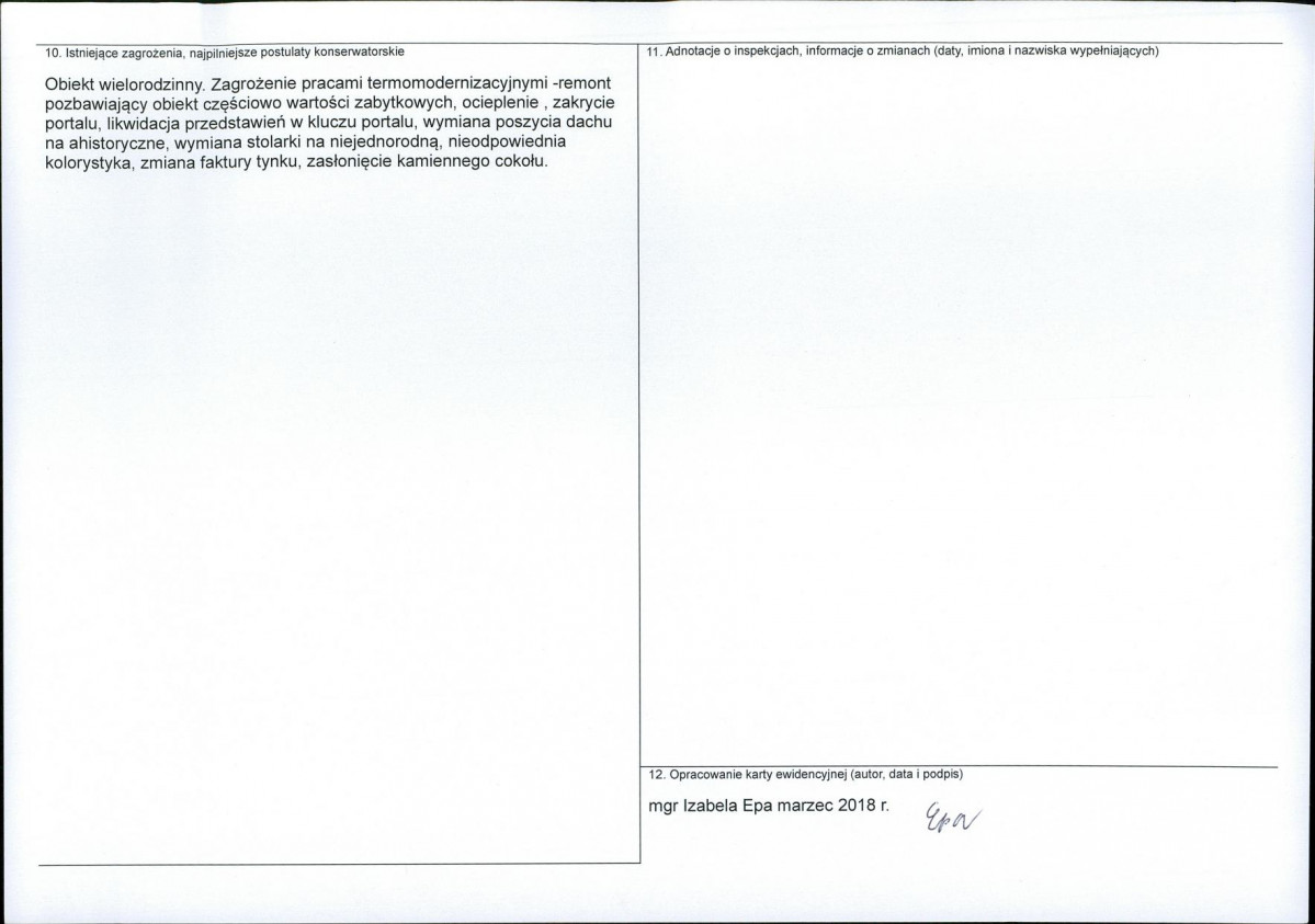 Karta obiektu niewpisanego do rejestru, skan nr 2