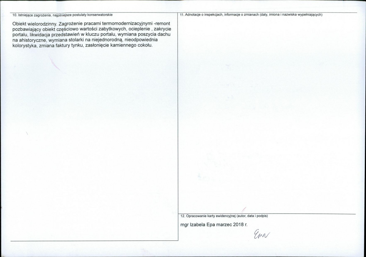 Karta obiektu niewpisanego do rejestru, skan nr 2