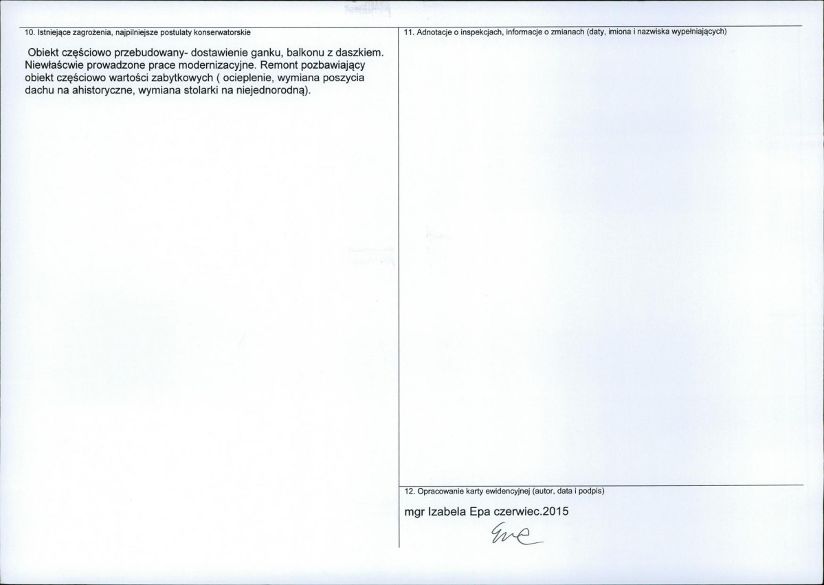 Karta obiektu niewpisanego do rejestru, skan nr 2