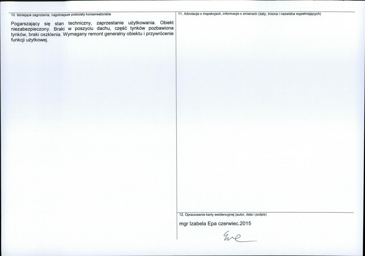 Karta obiektu niewpisanego do rejestru, skan nr 2