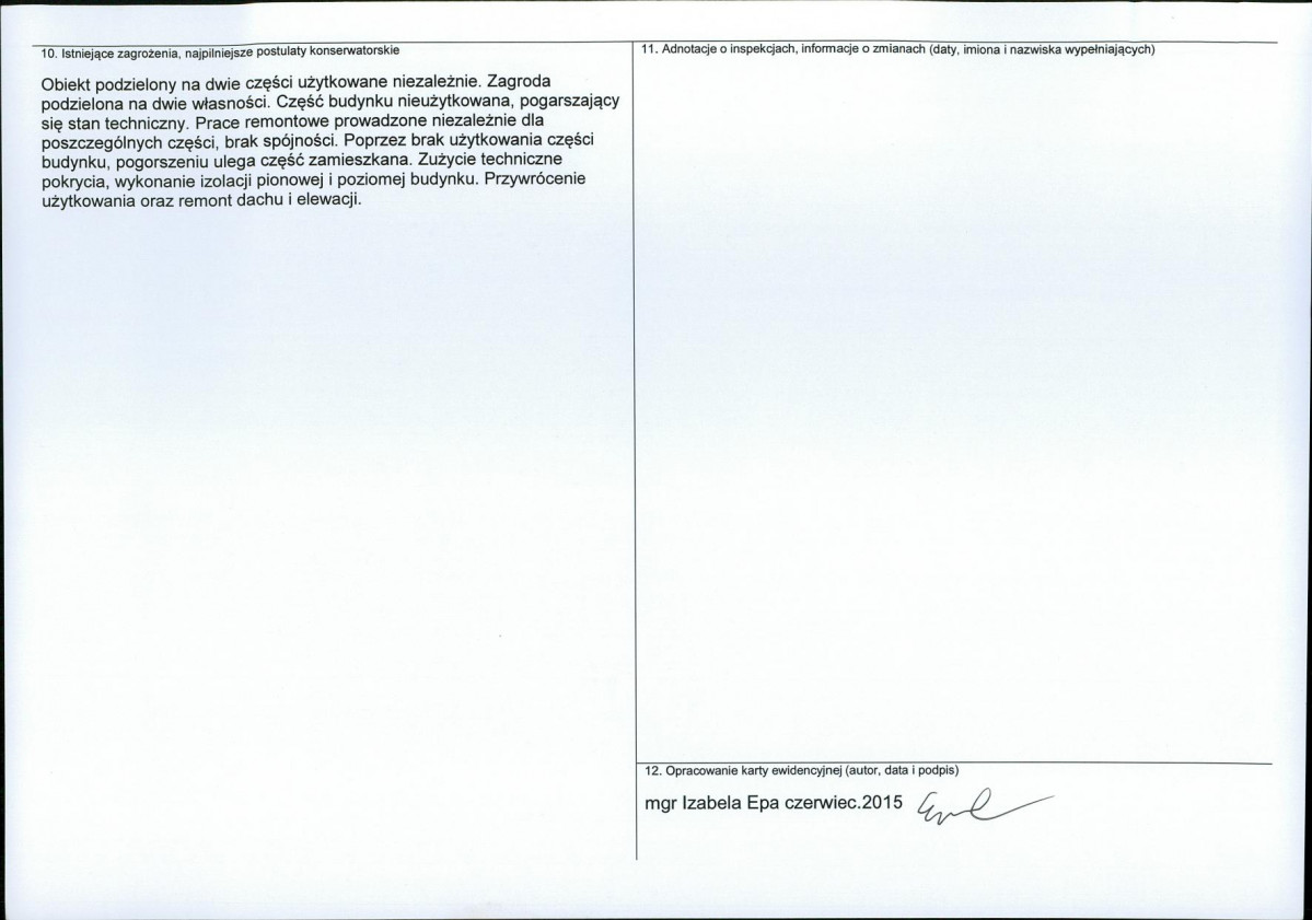 Karta obiektu niewpisanego do rejestru, skan nr 2
