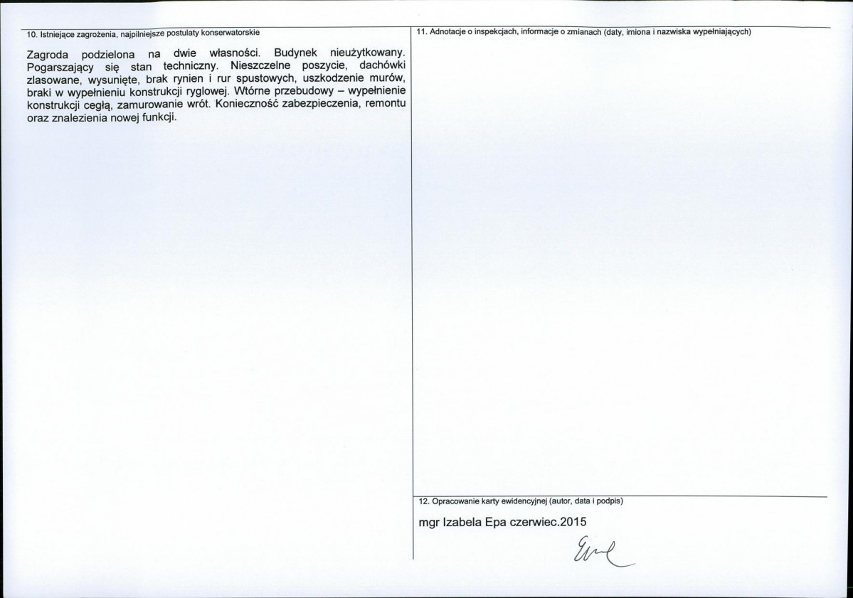 Karta obiektu niewpisanego do rejestru, skan nr 2