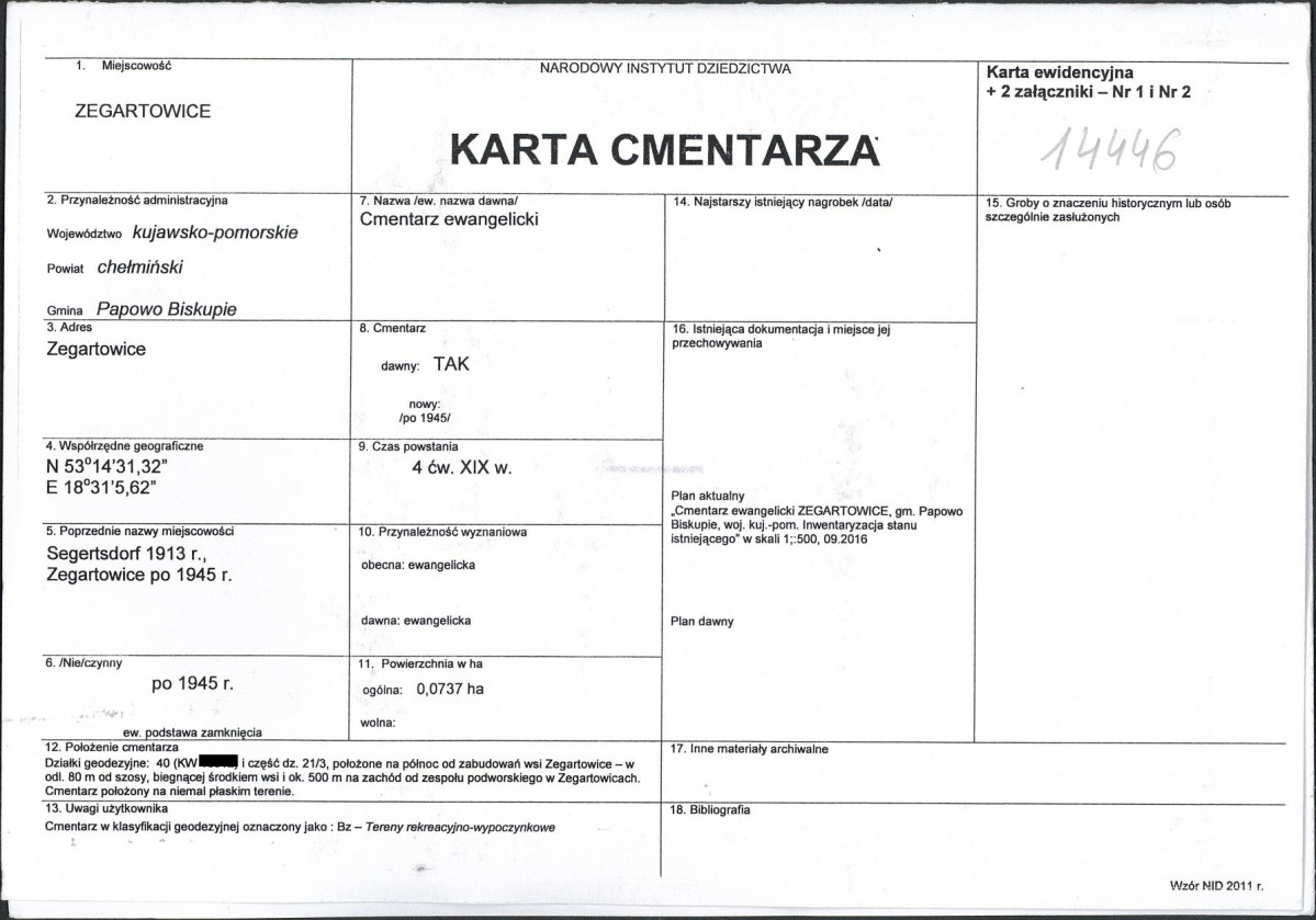 KC - Karta cmentarza, skan nr 1
