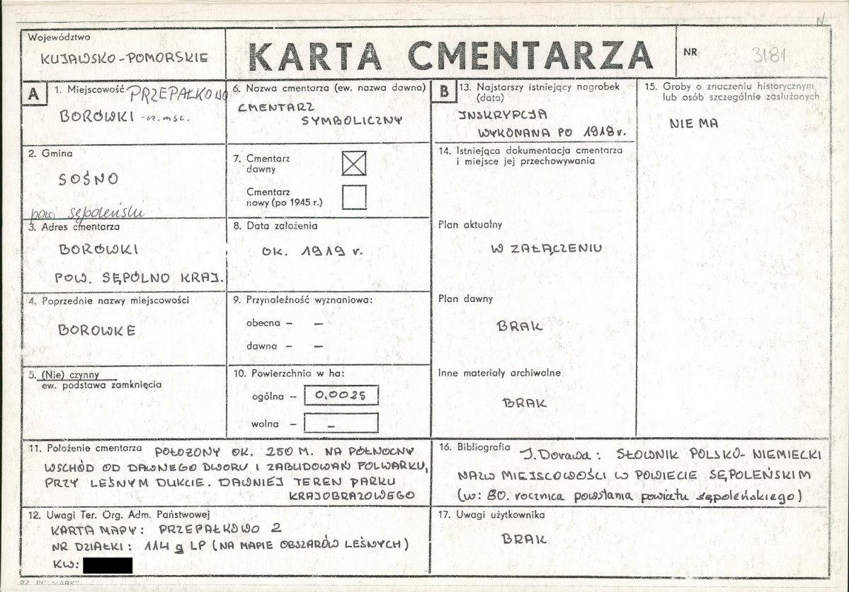 KC - Karta cmentarza, skan nr 1