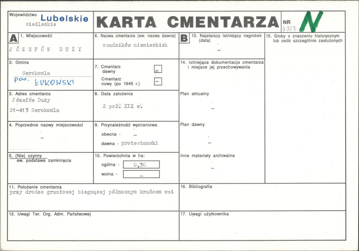 KC - Karta cmentarza, skan nr 1