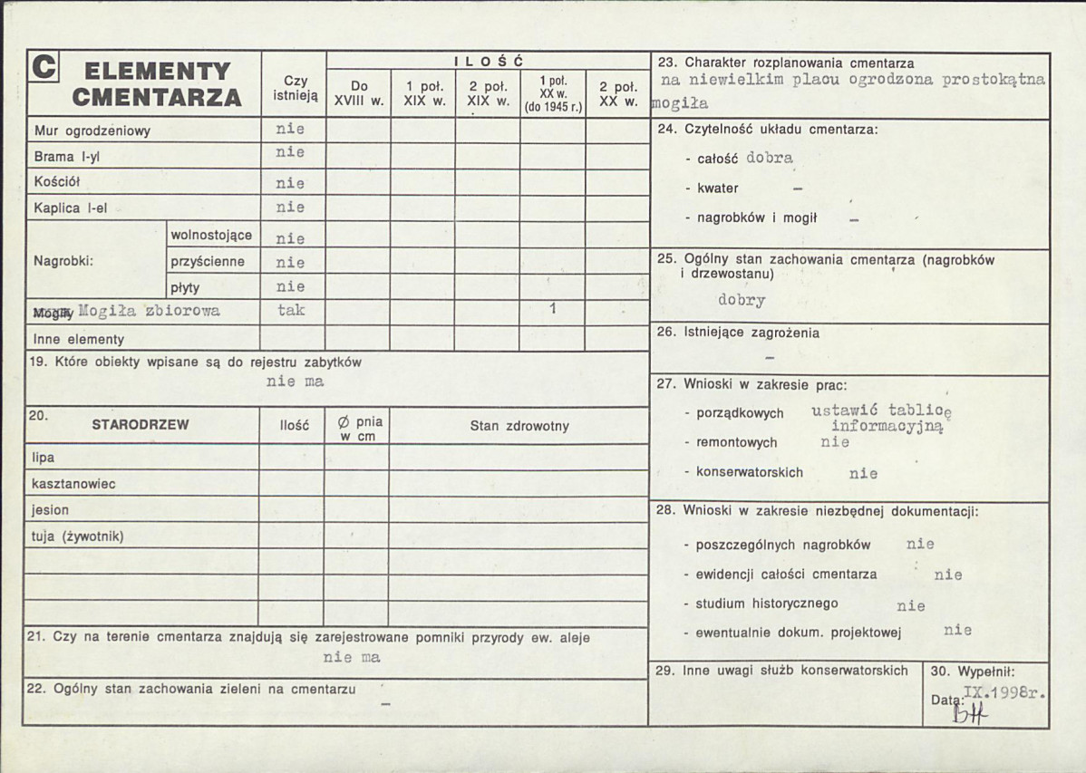 Karta cmentarza, skan nr 2