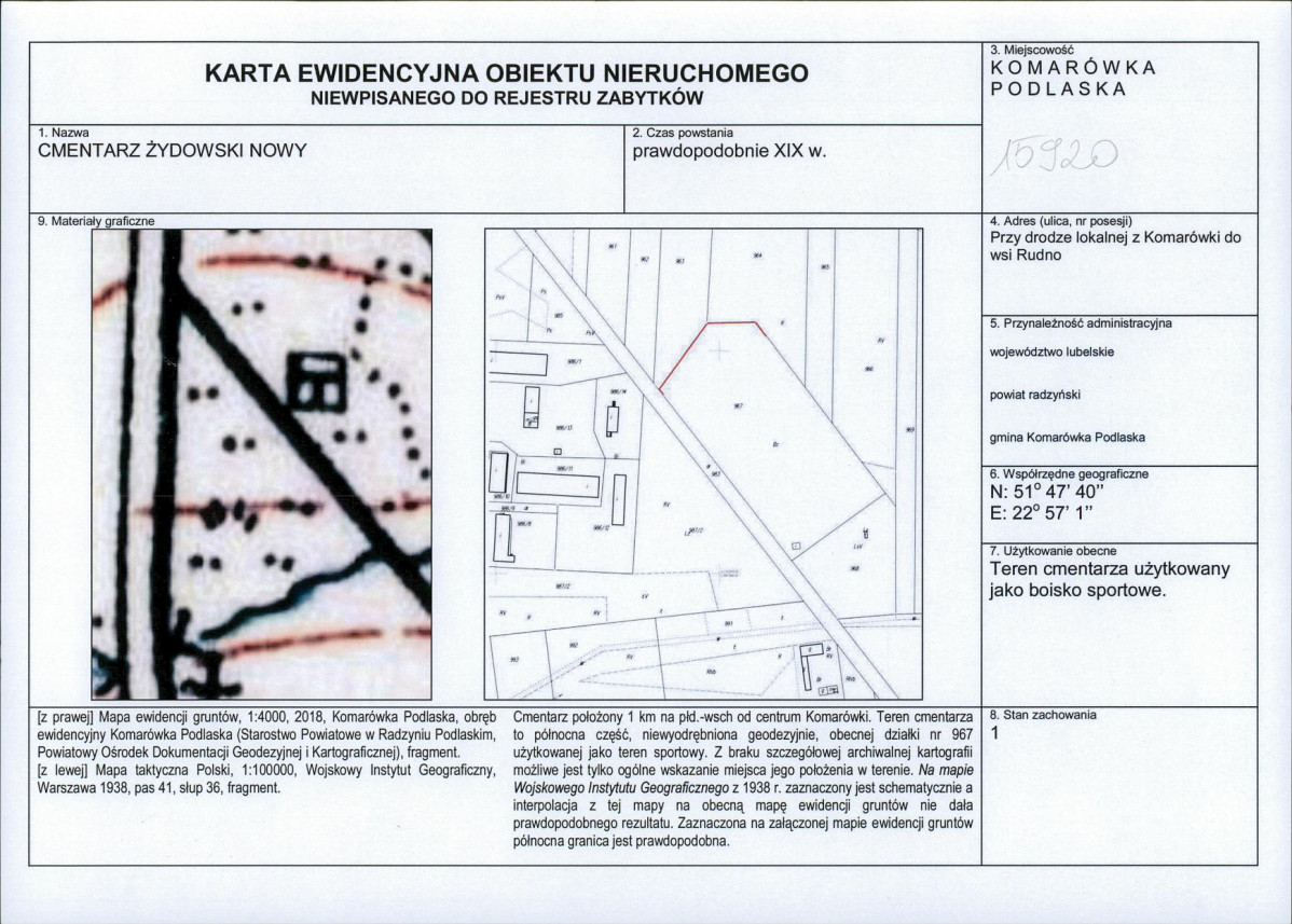 Karta obiektu niewpisanego do rejestru, skan nr 1