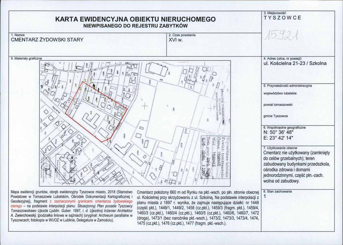 Karta obiektu niewpisanego do rejestru, skan nr 1