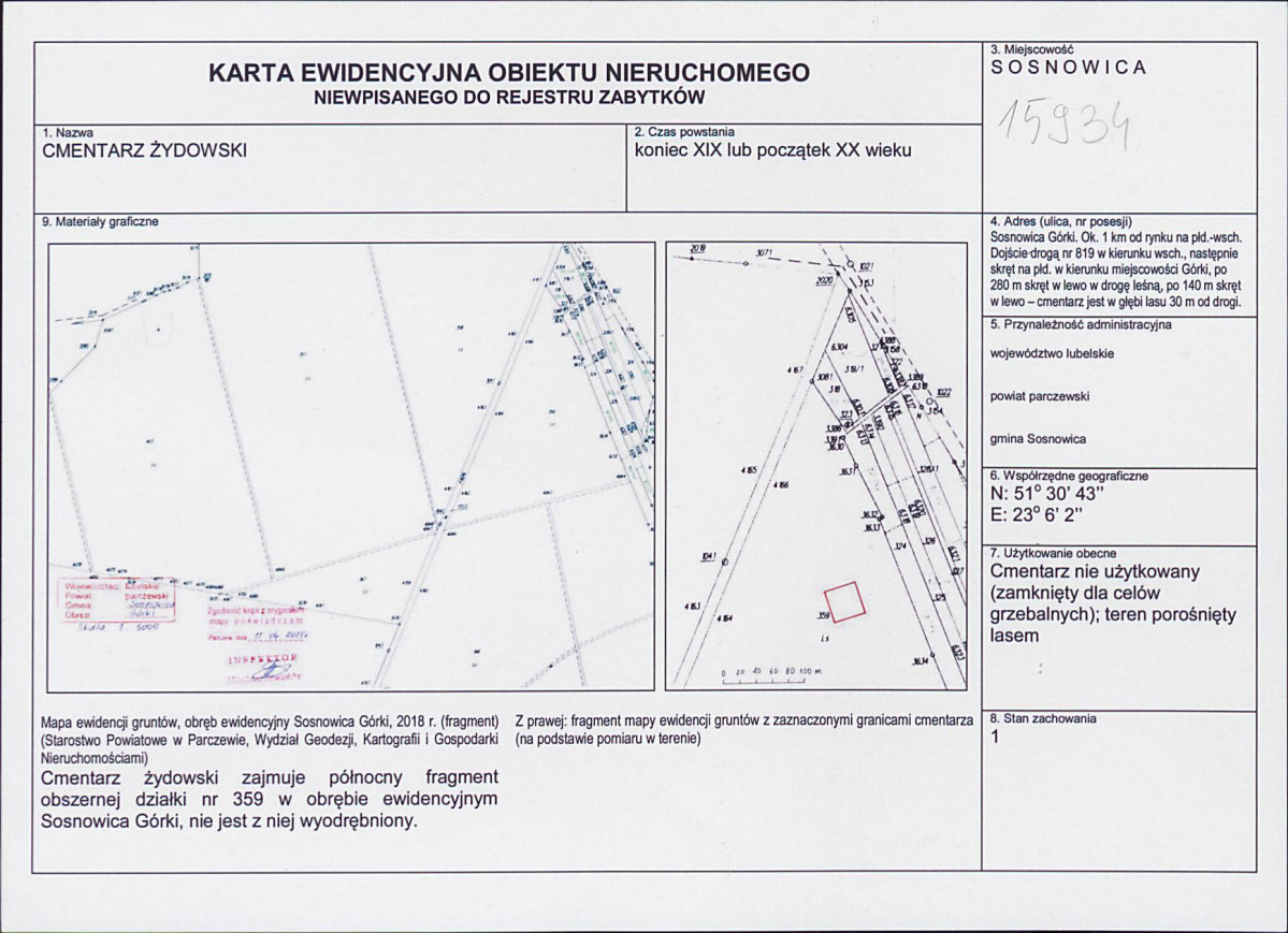 KEZN - Karta obiektu niewpisanego do rejestru, skan nr 1