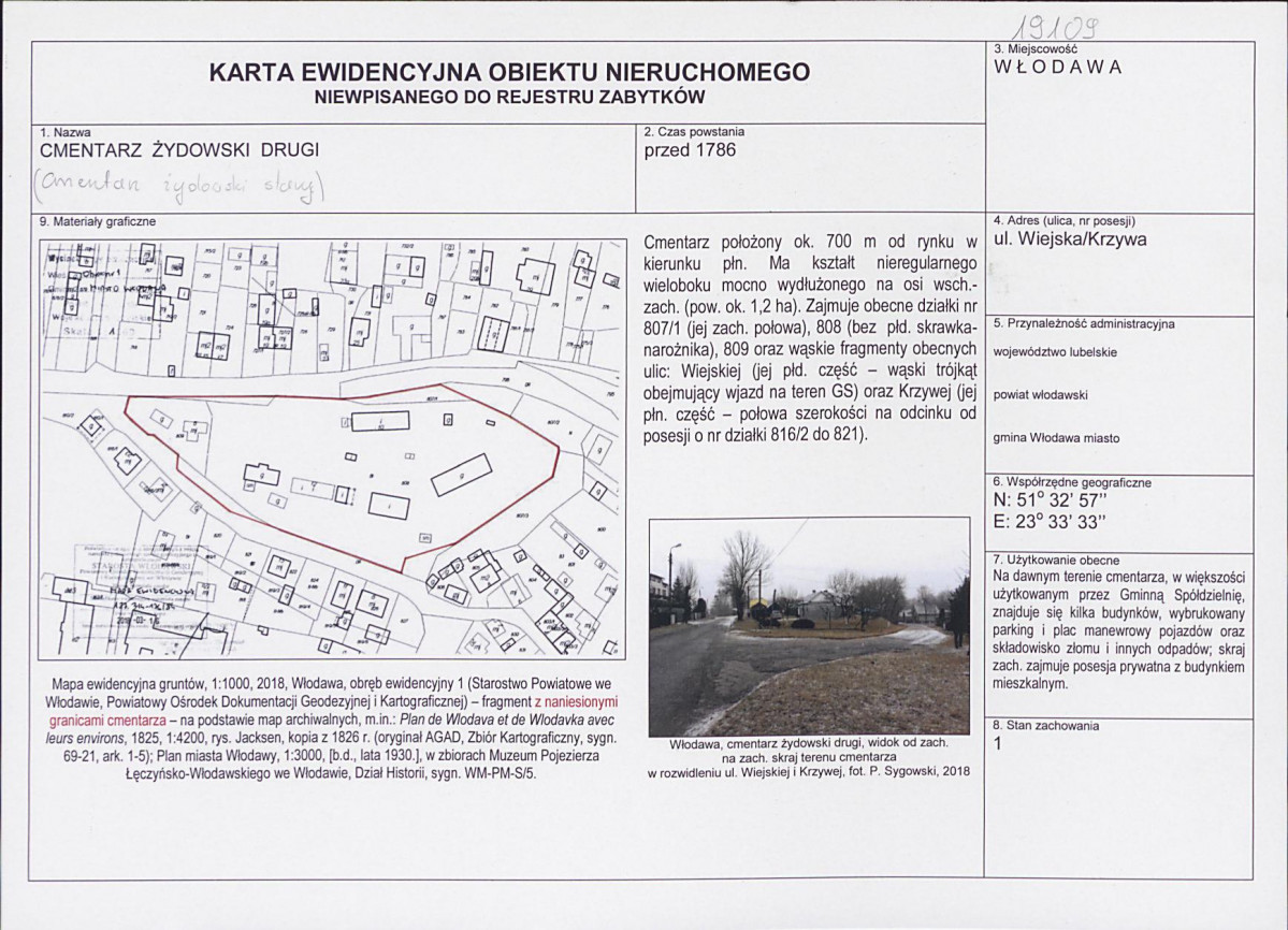 Karta obiektu niewpisanego do rejestru, skan nr 1