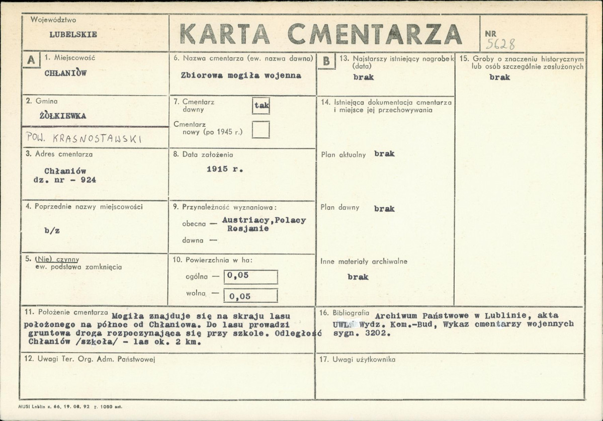 KC - Karta cmentarza, skan nr 1