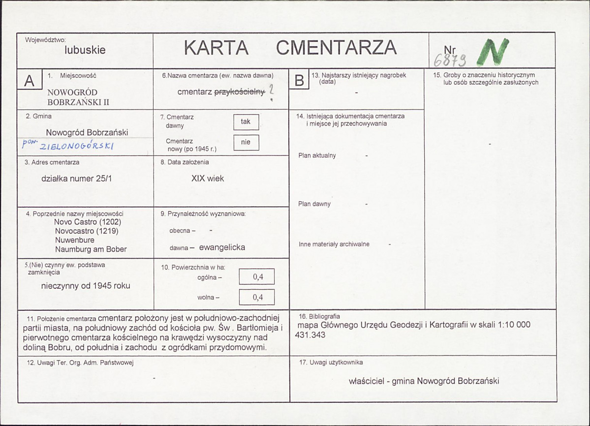 KC - Karta cmentarza, skan nr 1
